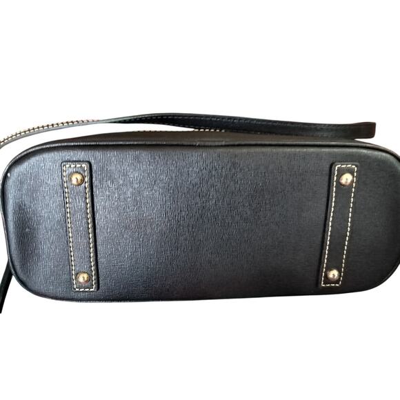 4756)Dooney & Bourke Black Saffiano Leather Doomed Zip Top Satchel Shoulder Bag - Picture 4 of 10